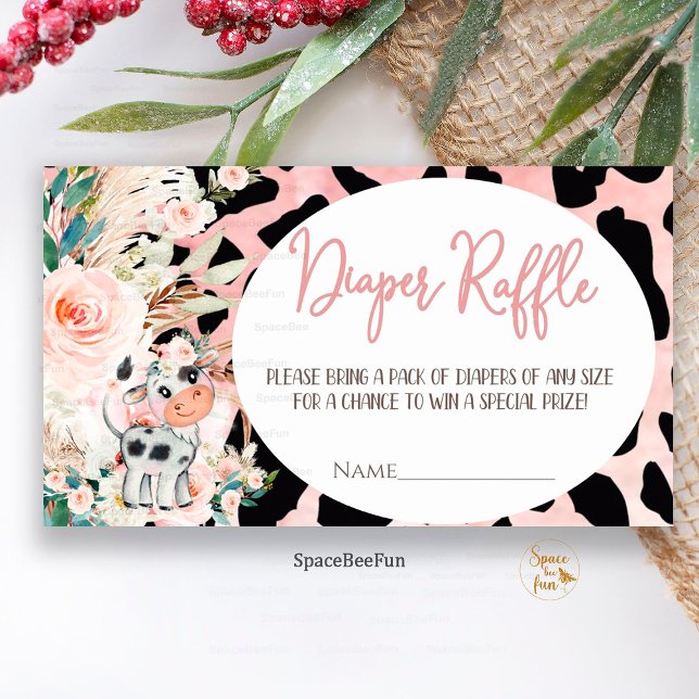 Holy Cow Baby Shower Girl Diaper Request Enclosure (Holy Cow Baby Shower,Girl Boho Diaper Request,Enclosure Card,Baby Shower ,Boho Baby Shower,Cute Cow )