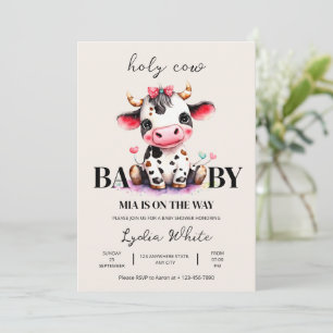 Holy Cow Baby Shower Minimalist girl baby shower Invitation