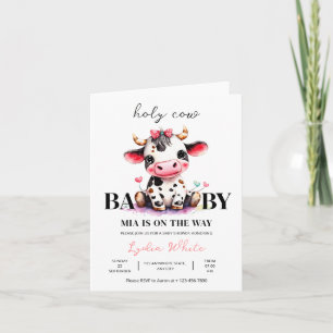 Holy Cow Baby Shower Minimalist girl baby shower Invitation