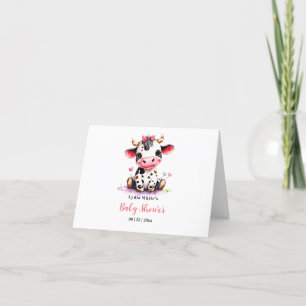 Holy Cow Baby Shower Minimalist girl baby shower Thank You Card