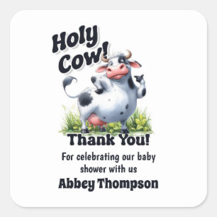 Holy Cow Baby Shower Thank You Square Sticker