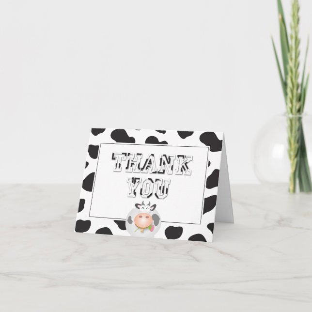 Holy Cow Birthday Cow Print Typography Thank You Card (Front)
