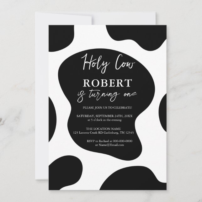 Holy Cow Birthday Invitation (Front)
