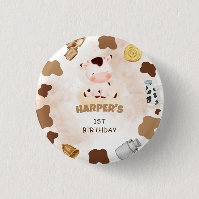 Holy Cow Birthday Party 3 Cm Round Badge (Front)