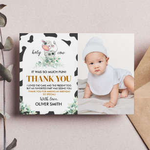 Holy Cow Birthday Photo Thank You Card