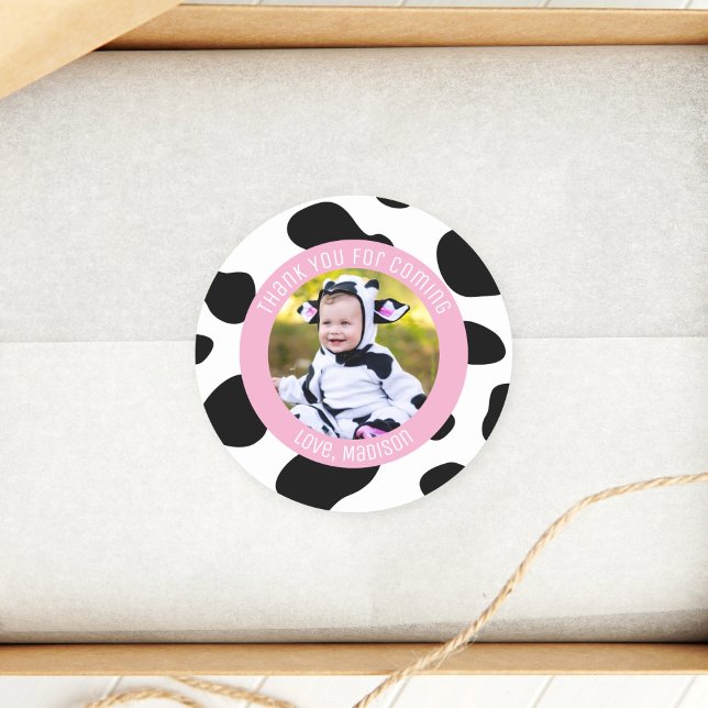 Holy Cow Birthday Photo Thank You For Coming Classic Round Sticker (Creator Uploaded)