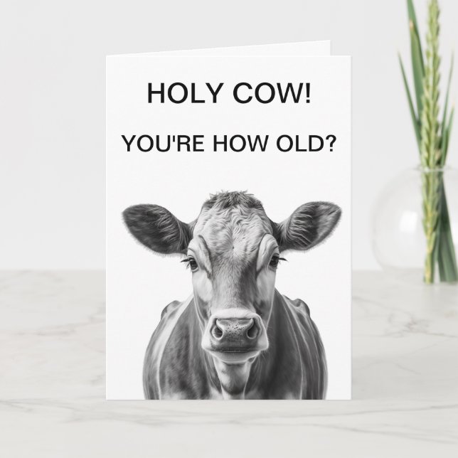 Holy Cow Birthday You're How Old Card (Front)