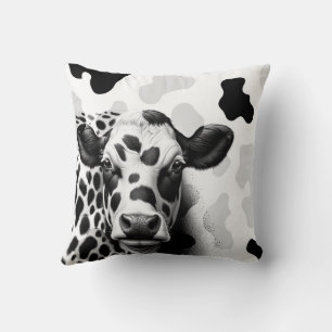 Holy Cow! Black & White Rustic Country Western Cushion