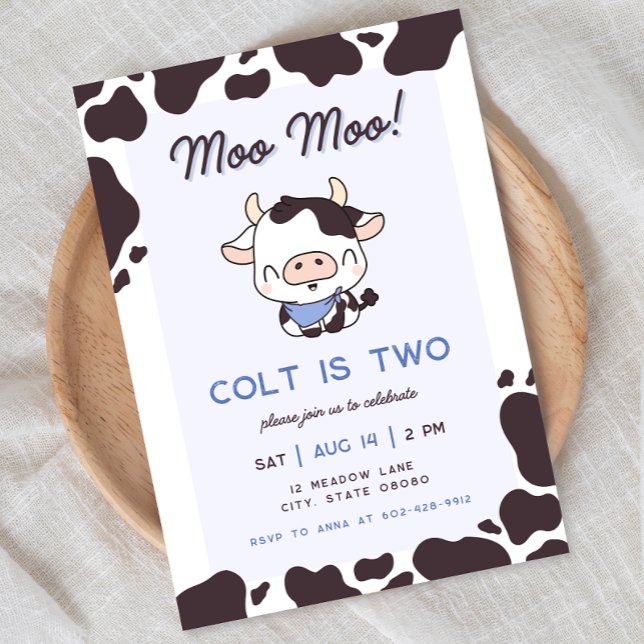 Holy Cow Blue Boy Birthday Invitation (Creator Uploaded)