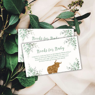 Holy Cow Boho Greenery Books For Baby Shower Enclosure Card