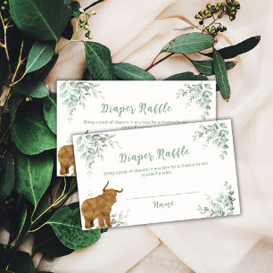 Holy Cow Boho Greenery Diaper Raffle Baby Shower Enclosure Card