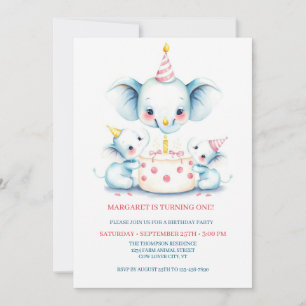 Holy Cow Boho Greenery Highland Cow 1st Birthday I Invitation