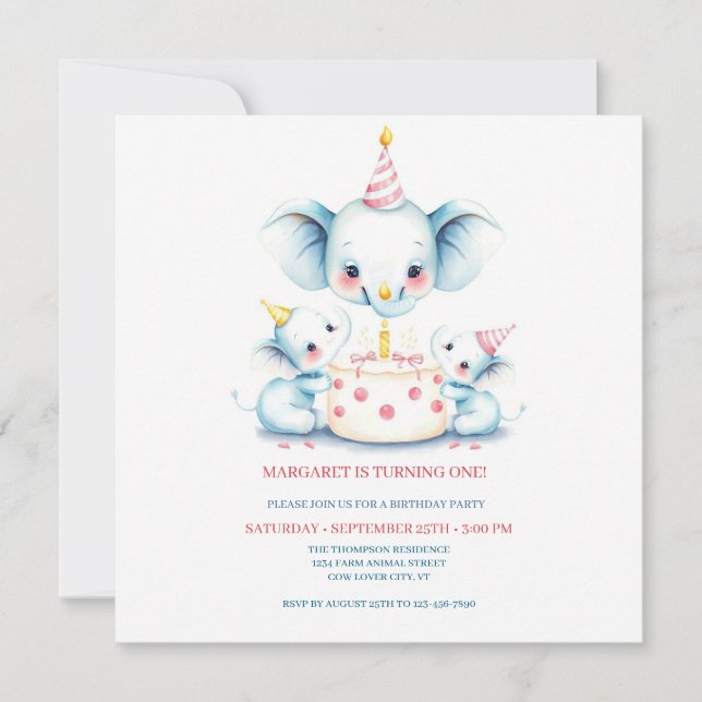 Holy Cow Boho Greenery Highland Cow 1st Birthday I Thank You Card (Front)