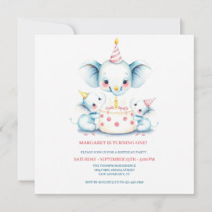 Holy Cow Boho Greenery Highland Cow 1st Birthday I Thank You Card