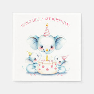 Holy Cow Boho Greenery Highland Cow 1st Birthday Napkin