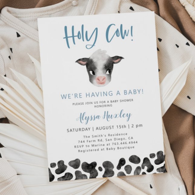 Holy Cow Boy Baby Shower Invitation (Creator Uploaded)