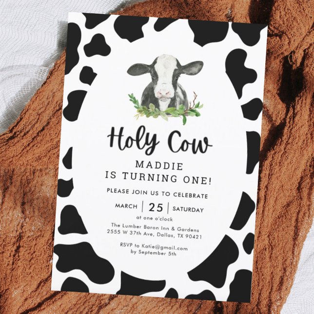 Holy Cow Boy First Birthday Party Invitation (Creator Uploaded)