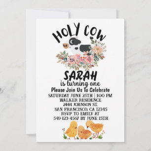 Holy Cow Boy Girl Is Turning One Birthday Card