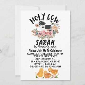 Holy Cow Boy Girl Is Turning One Birthday Card