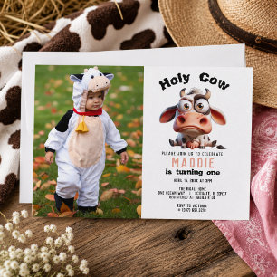 Holy Cow Caricatures I’m One Cowgirl 1st Birthday Invitation