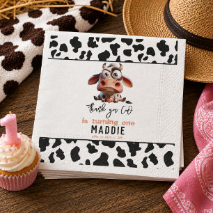 Holy Cow Caricatures I’m One Cowgirl 1st Birthday Napkin