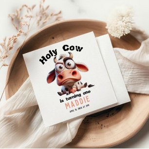 Holy Cow Caricatures I’m One Cowgirl 1st Birthday Napkin