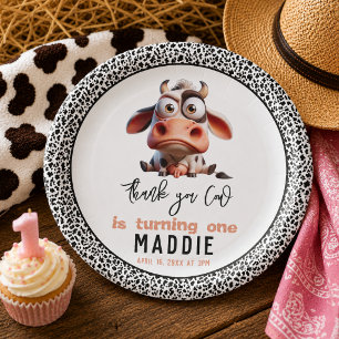 Holy Cow Caricatures I’m One Cowgirl 1st Birthday Paper Plate