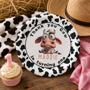 Holy Cow Caricatures I’m One Cowgirl 1st Birthday Paper Plate