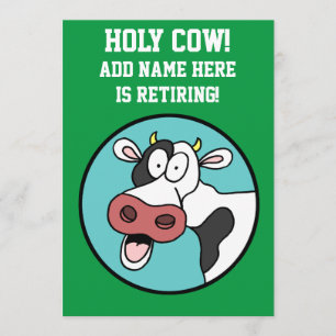 Holy Cow Cartoon Retirement Party Invitation