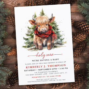Holy Cow Cosy Highland Calf Winter Baby Shower Invitation