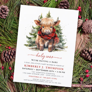 Holy Cow Cosy Highland Calf Winter Baby Shower Postcard