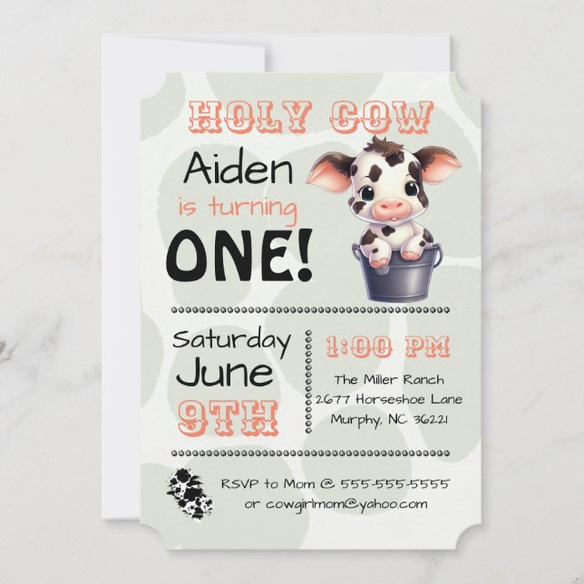 Holy Cow Country Birthday Party Invitation (Front)