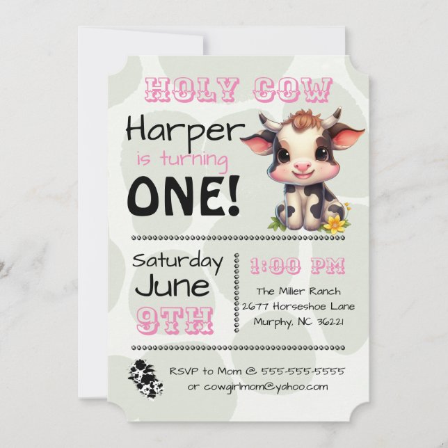 Holy Cow Country Birthday Party Invitation (Front)