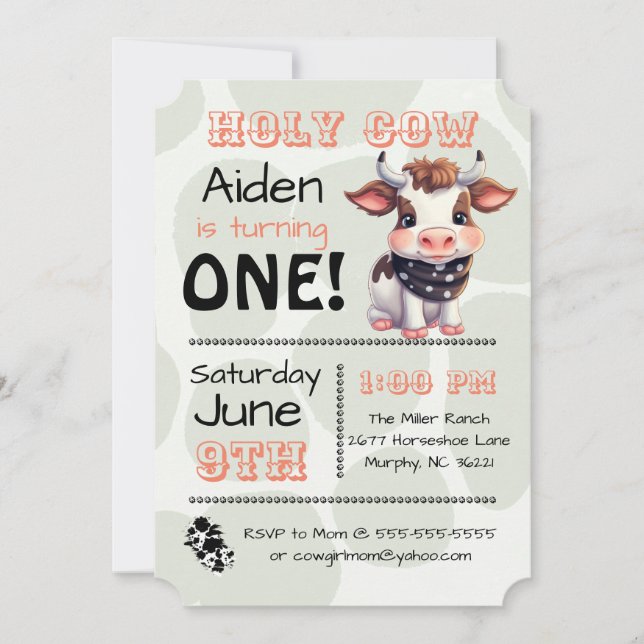 Holy Cow Country Birthday Party Invitation (Front)