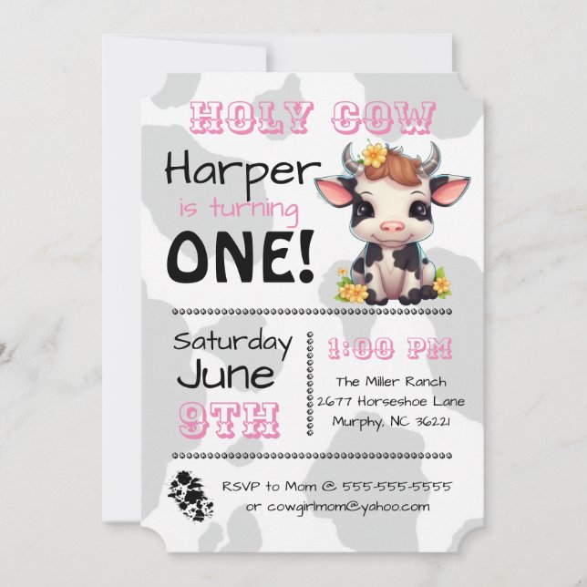 Holy Cow Country Birthday Party Invitation (Front)