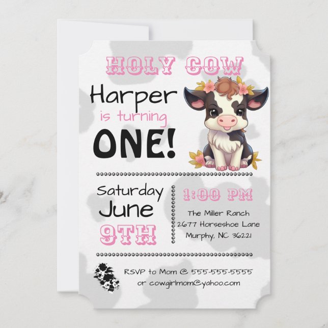 Holy Cow Country Birthday Party Invitation (Front)