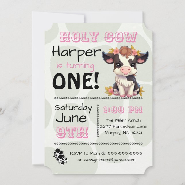 Holy Cow Country Birthday Party Invitation (Front)