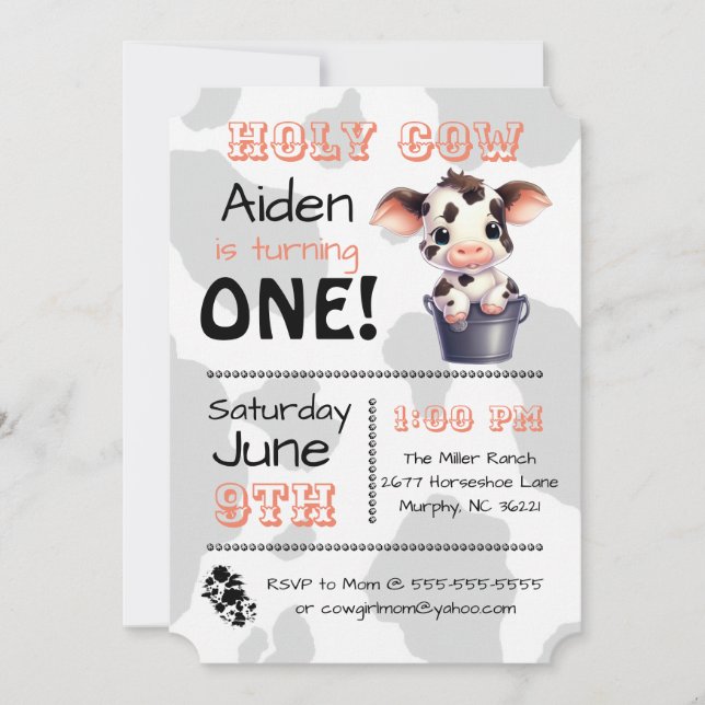 Holy Cow Country Birthday Party Invitation (Front)