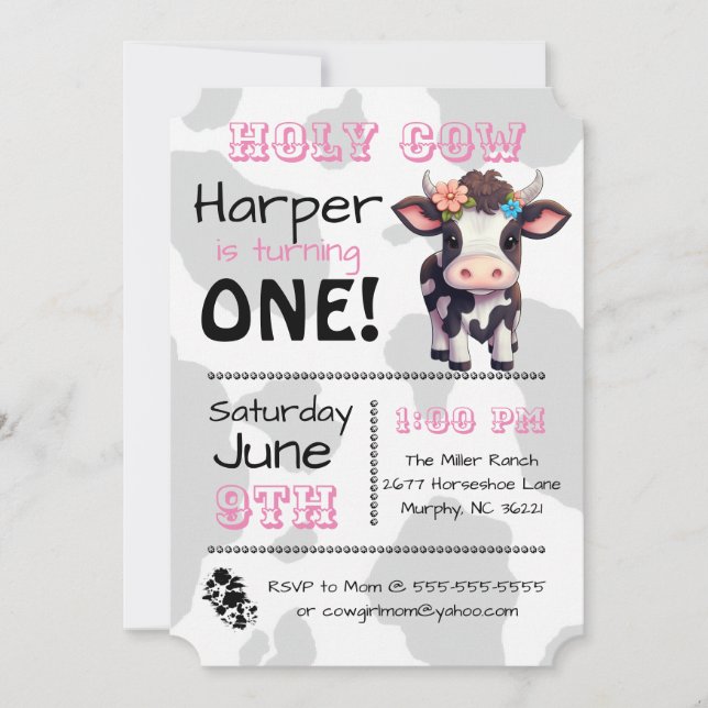 Holy Cow Country Birthday Party Invitation (Front)