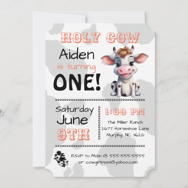Holy Cow Country Birthday Party Invitation (Front)