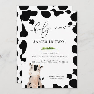 Holy Cow Country Farm Boy's Birthday  Invitation