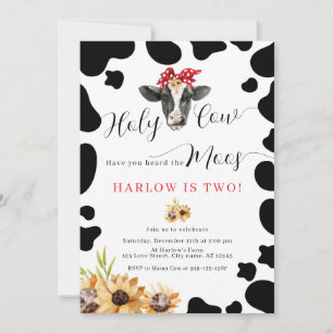 Holy Cow Country Farm Sunflower Birthday Invitation