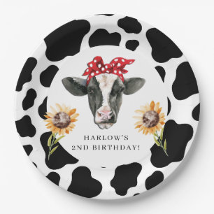 Holy Cow Country Farm Sunflower Birthday Paper Plate
