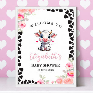 Holy Cow , Cute Cow Baby shower Girl Poster