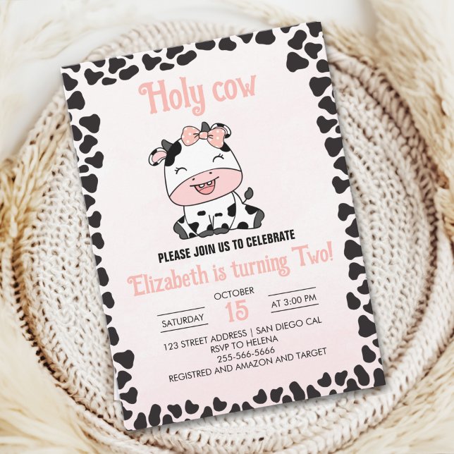 Holy Cow, Cute cow birthday girl Invitation (Creator Uploaded)