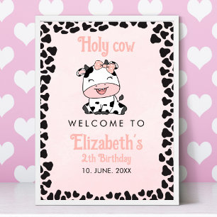 Holy Cow, Cute cow birthday girl Poster