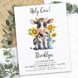 Holy Cow Cute Farm Animal 1st Birthday Invitation Postcard<br><div class="desc">Celebrate a special birthday with our adorable 'Holy Cow' birthday invitations! These modern and simple invitations are perfect for your little one's 1st or 2nd or any age birthday celebration. Featuring a cute cow design and sunflower accents, these invitations are sure to delight animal lovers of all ages. Whether you're...</div>