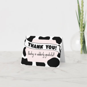 Holy Cow Cute Modern Kid's Birthday Party Thank You Card