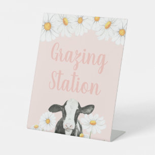 Holy Cow Daisy Pink Birthday Food Pedestal Sign
