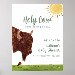 Holy Cow Farm Animal Baby Shower Welcome Poster